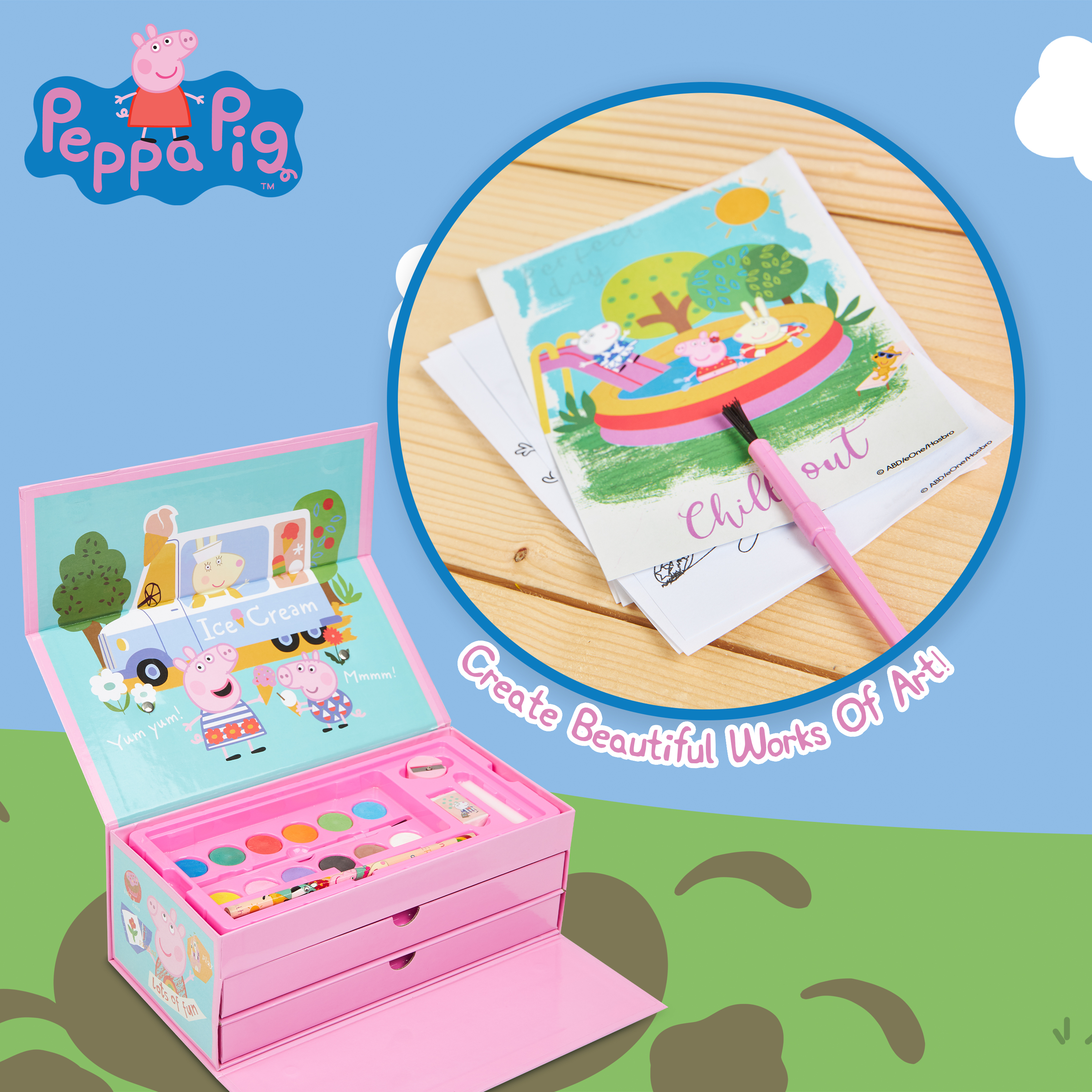 PeppaPig　ピンク箱　シリーズ2、3 マイヤペン対応 Amazon.co.jp: Peppa Pig アートケース 52点 塗り絵セット キャリー